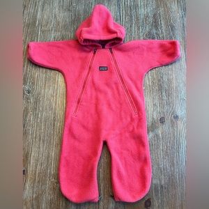 PATAGONIA PINK BABY SYNCHILLA FLEECE BUNTING SUIT, 6M